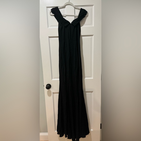 Reformation Bali Plunge V Neck Maxi Dress Gown Black - Picture 2 of 4